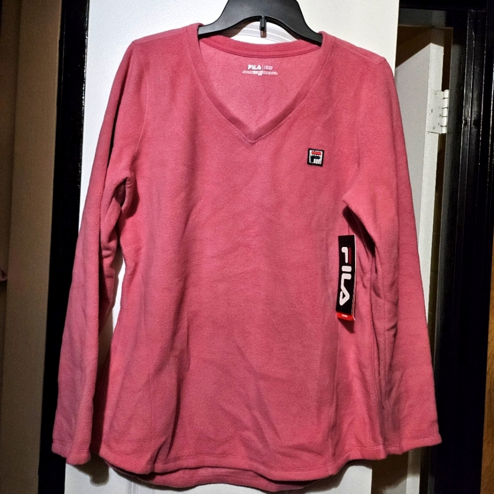 Fila Women's Fleece Lightweight V-neck Sweater Top